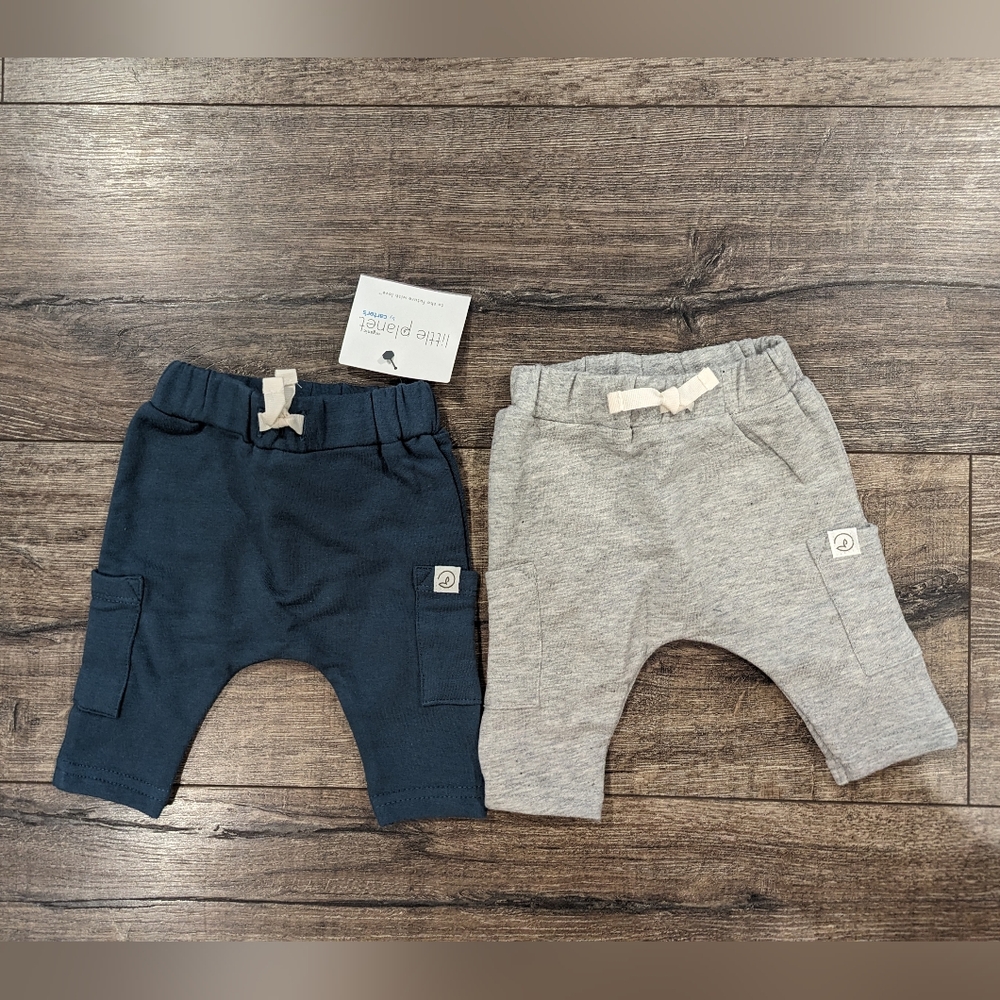 NWT Newborn Organic Joggers 2 Pack  Baby Infant Sweatpants Grey Carter's Planet